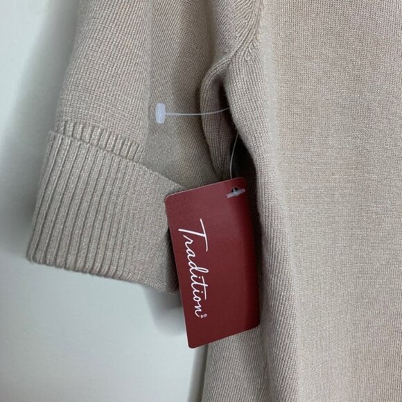 Tradition Women's Cowl Neck Sweater Top 3/4 Length Sleeve Stretch Taupe y2k - Picture 13 of 16